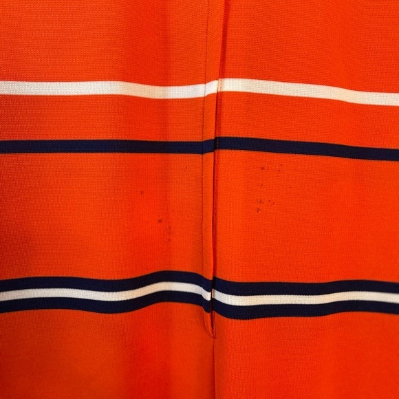 Vintage HERMAN MARCUS Dallas Shift Dress Orange Navy Check - Picture 9 of 11